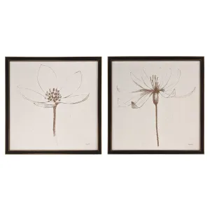 2 PC Set Wall Décor 16x16 inch Cream Floral Canvas