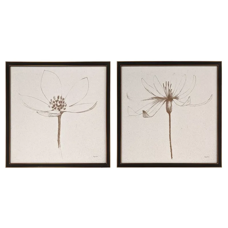 2 PC Set Wall Décor 16x16 inch Cream Floral Canvas