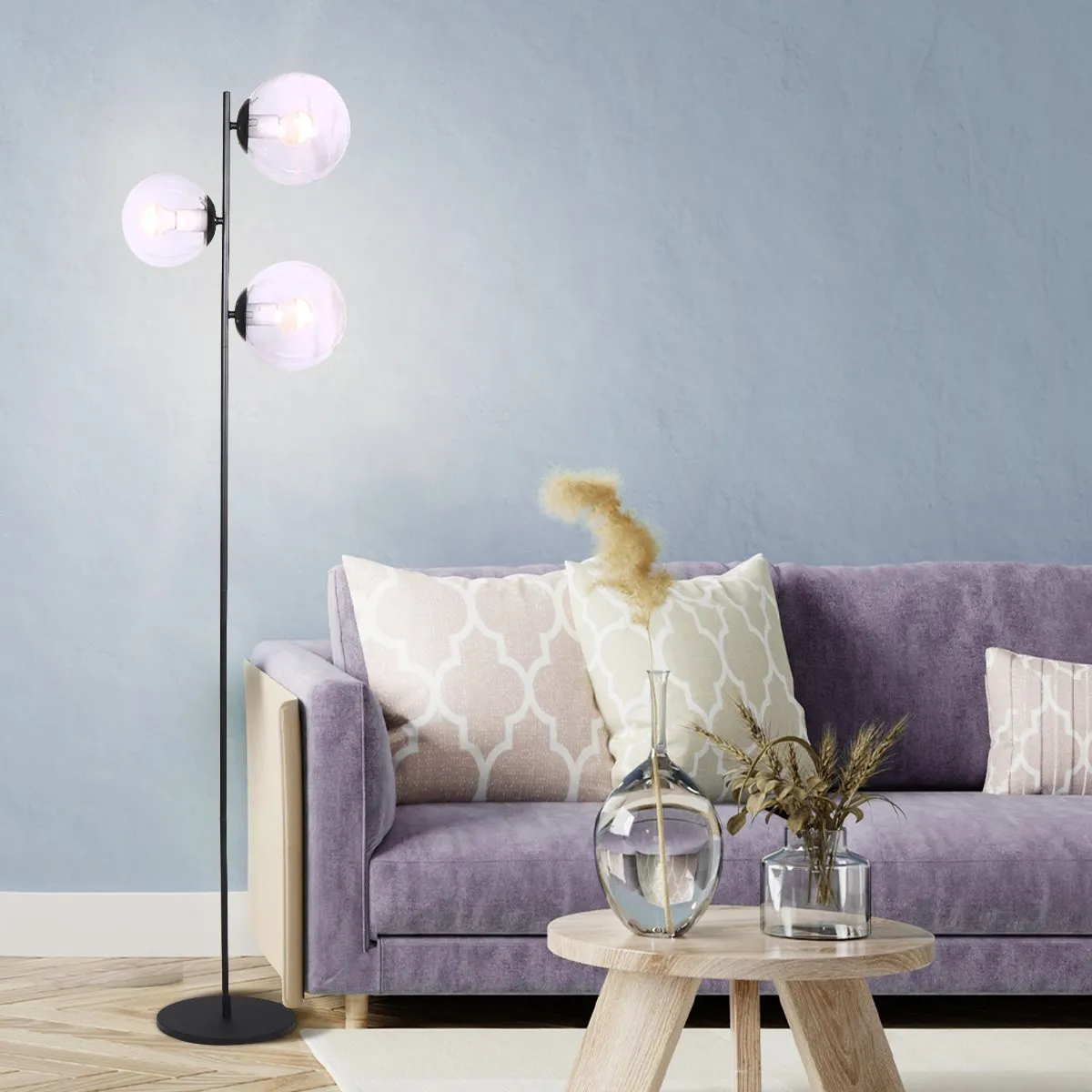 3-Light Black Metal Floor Lamp | Industrial Modern Design