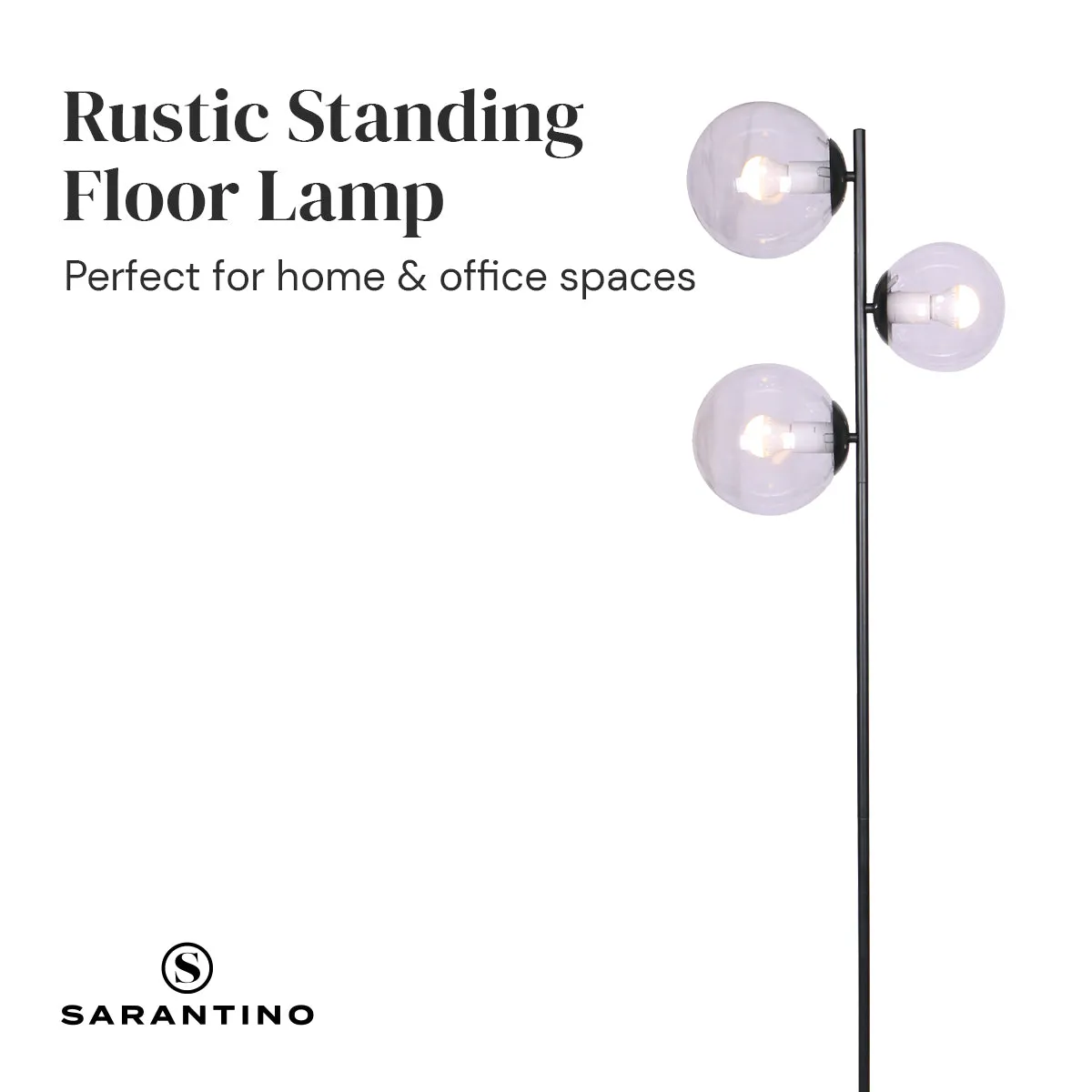 3-Light Black Metal Floor Lamp | Industrial Modern Design