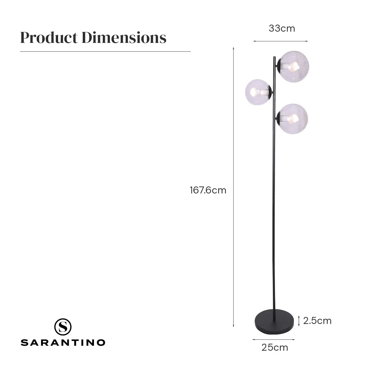 3-Light Black Metal Floor Lamp | Industrial Modern Design