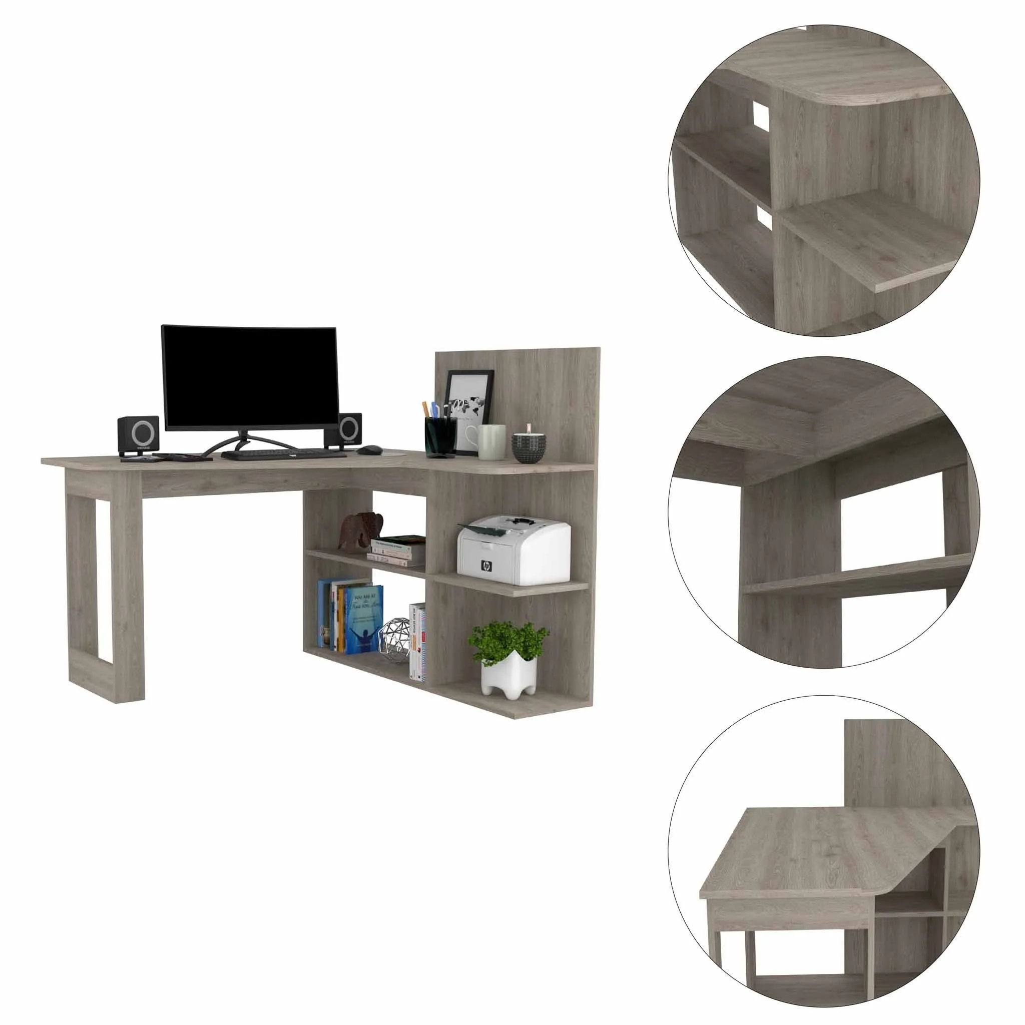 47" Light Gray L Shape Computer Desk