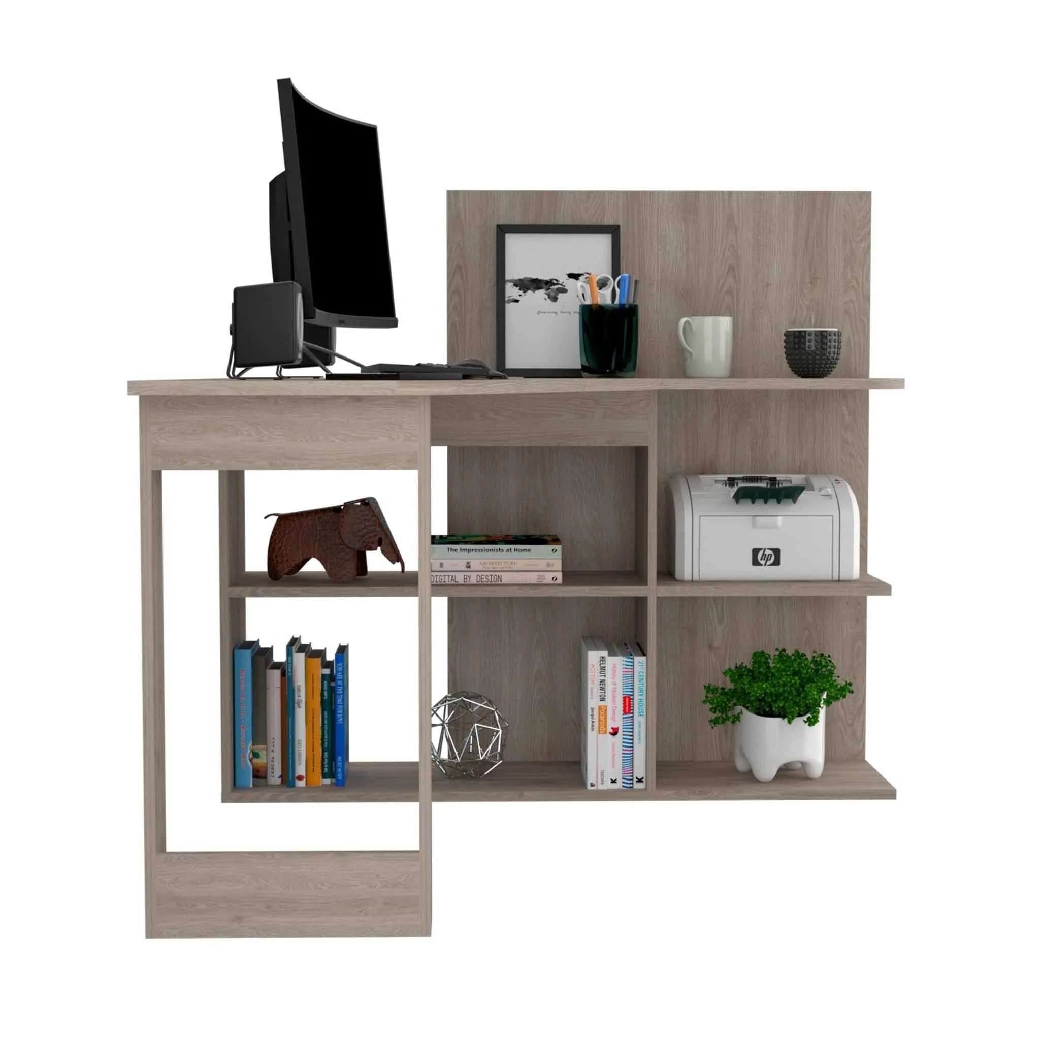 47" Light Gray L Shape Computer Desk