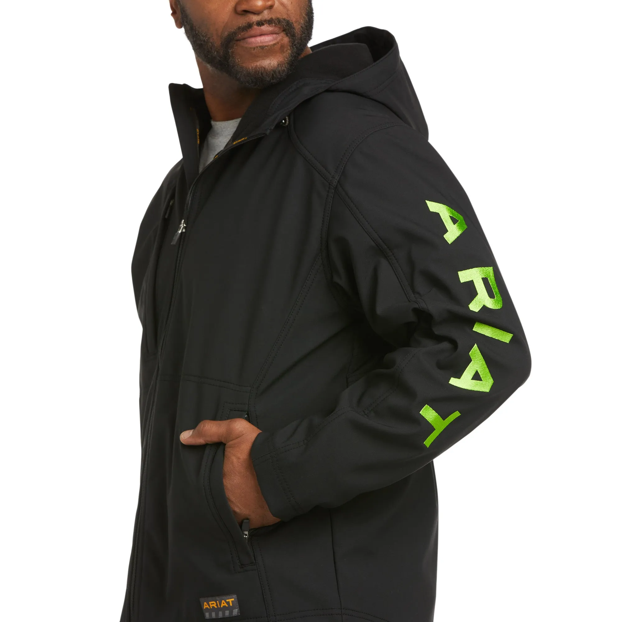 Ariat Men's Rebar Stretch Canvas Softshell Hooded Logo Jacket 10037386