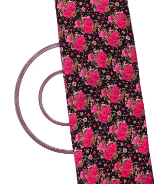 Black Floral Pattern Crepe Fabric