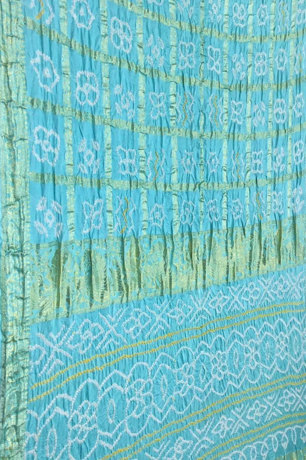 Blue Bandhani Gajji Silk Gharchola Checks Saree