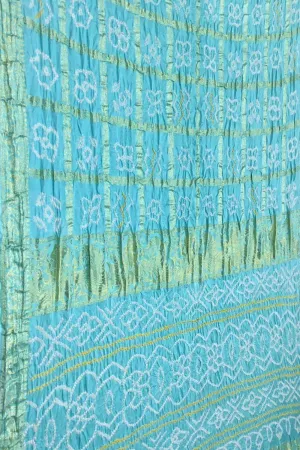 Blue Bandhani Gajji Silk Gharchola Checks Saree