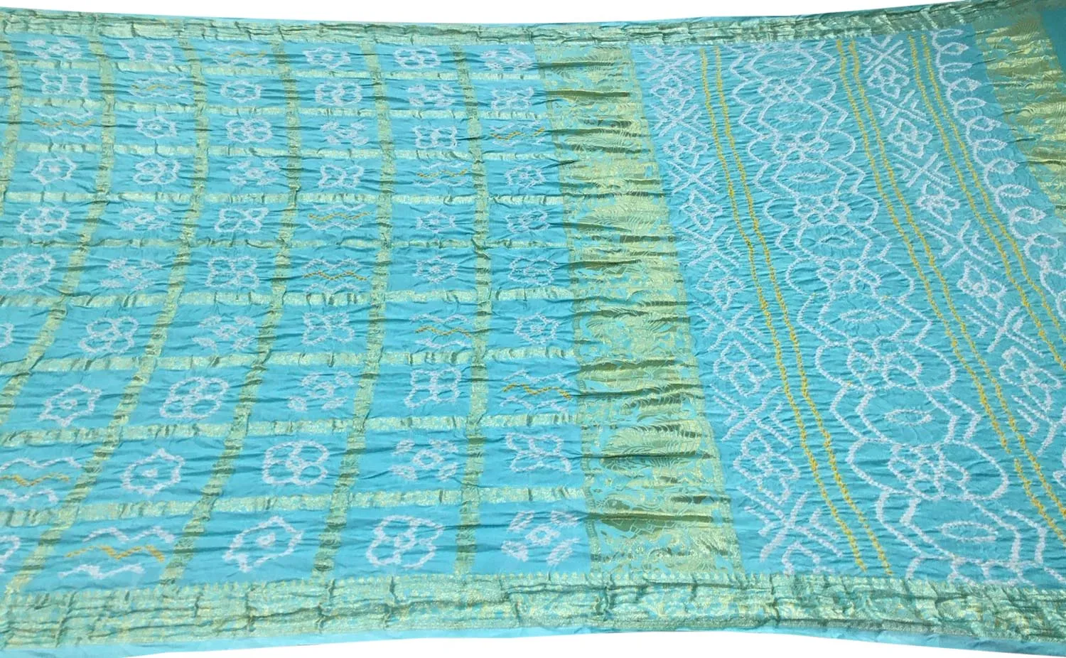 Blue Bandhani Gajji Silk Gharchola Checks Saree