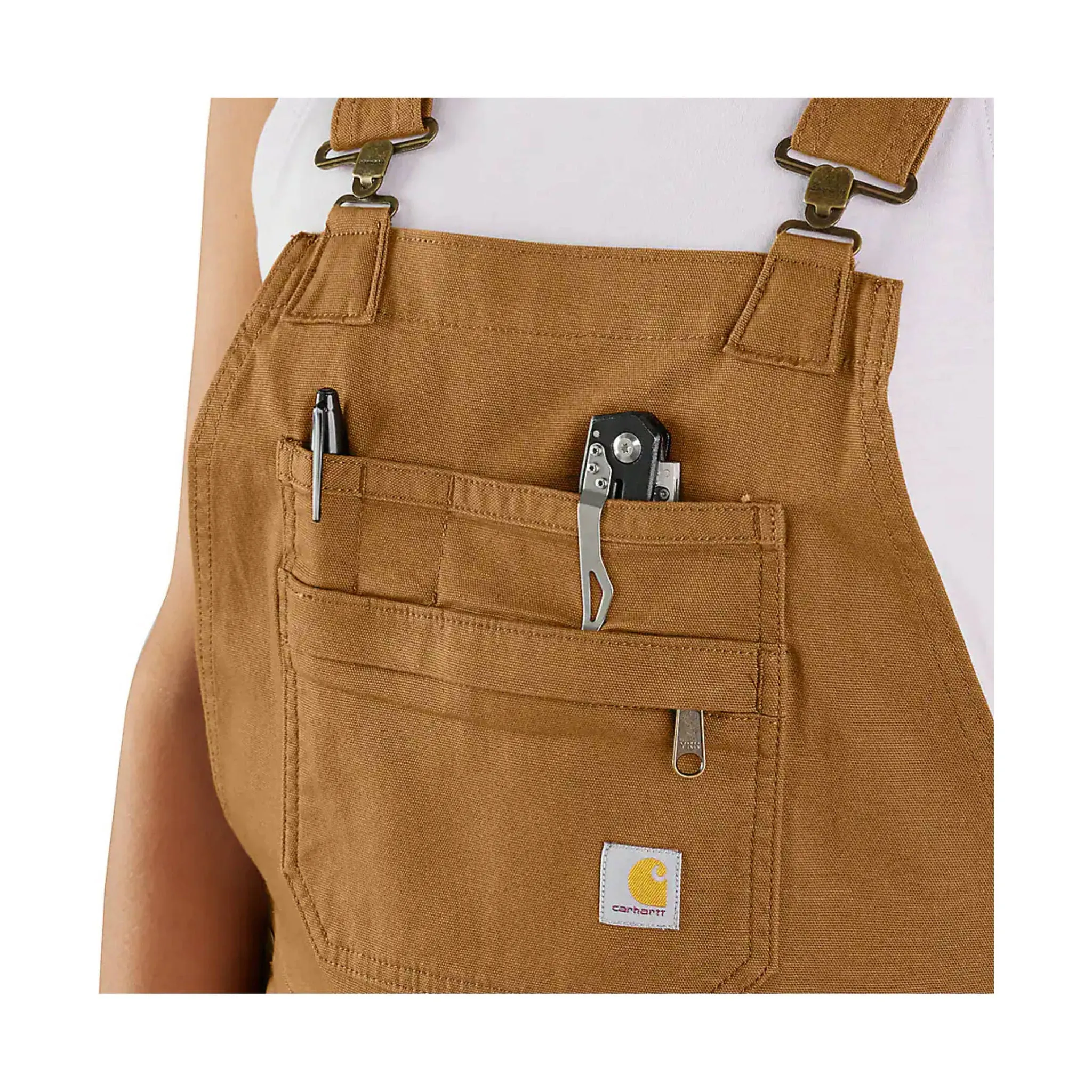 Carhartt Women's Rugged Flex Relaxed Fit Canvas Shortall - Carhartt Brown - ONLINE STORE CREDIT/EXCHANGE ONLY