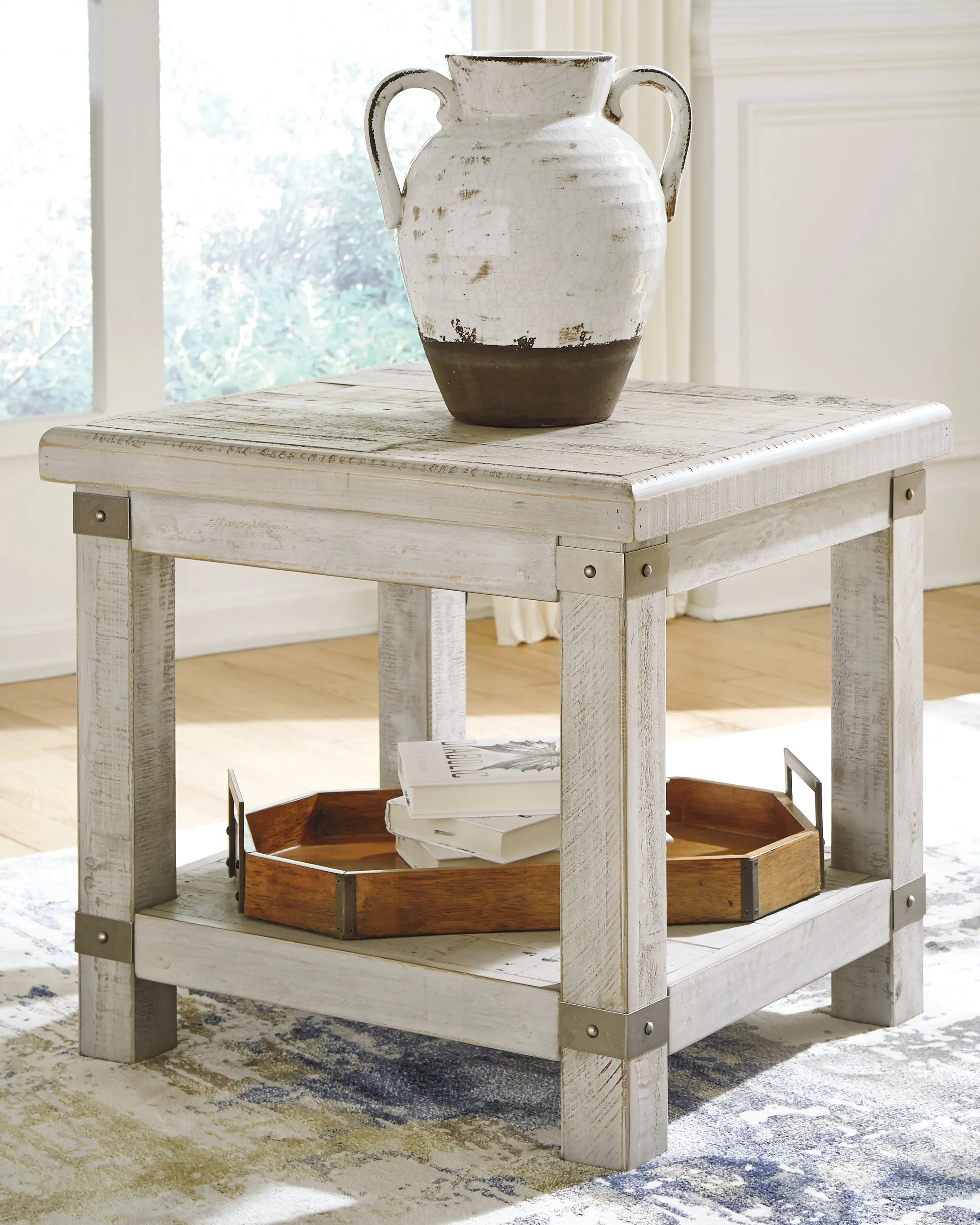 Carynhurst Coffee Table with 2 End Tables in White Wash Gray