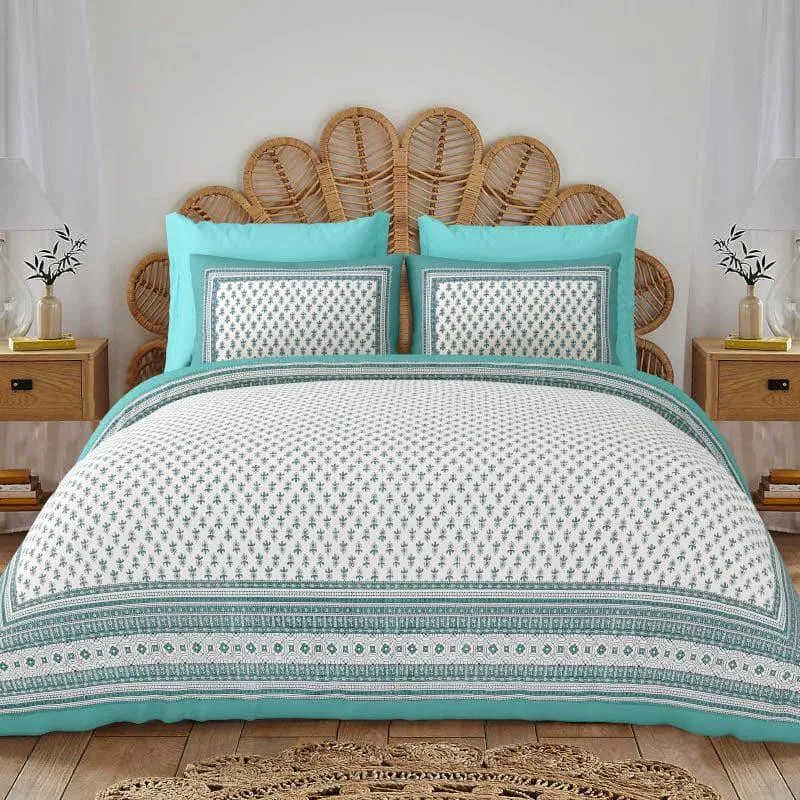 Chitra Printed Bedsheet - Sea Green