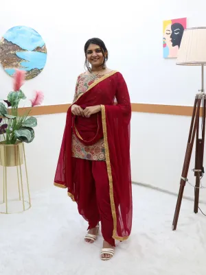 Double Sequence Work Dark Pink Color Dhoti Suit