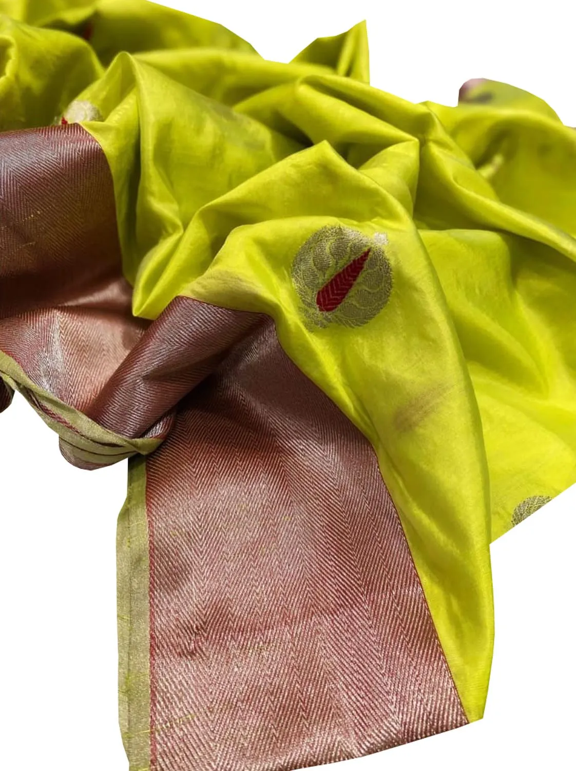 Ethically Made Green Silk Saree: Chanderi Handloom