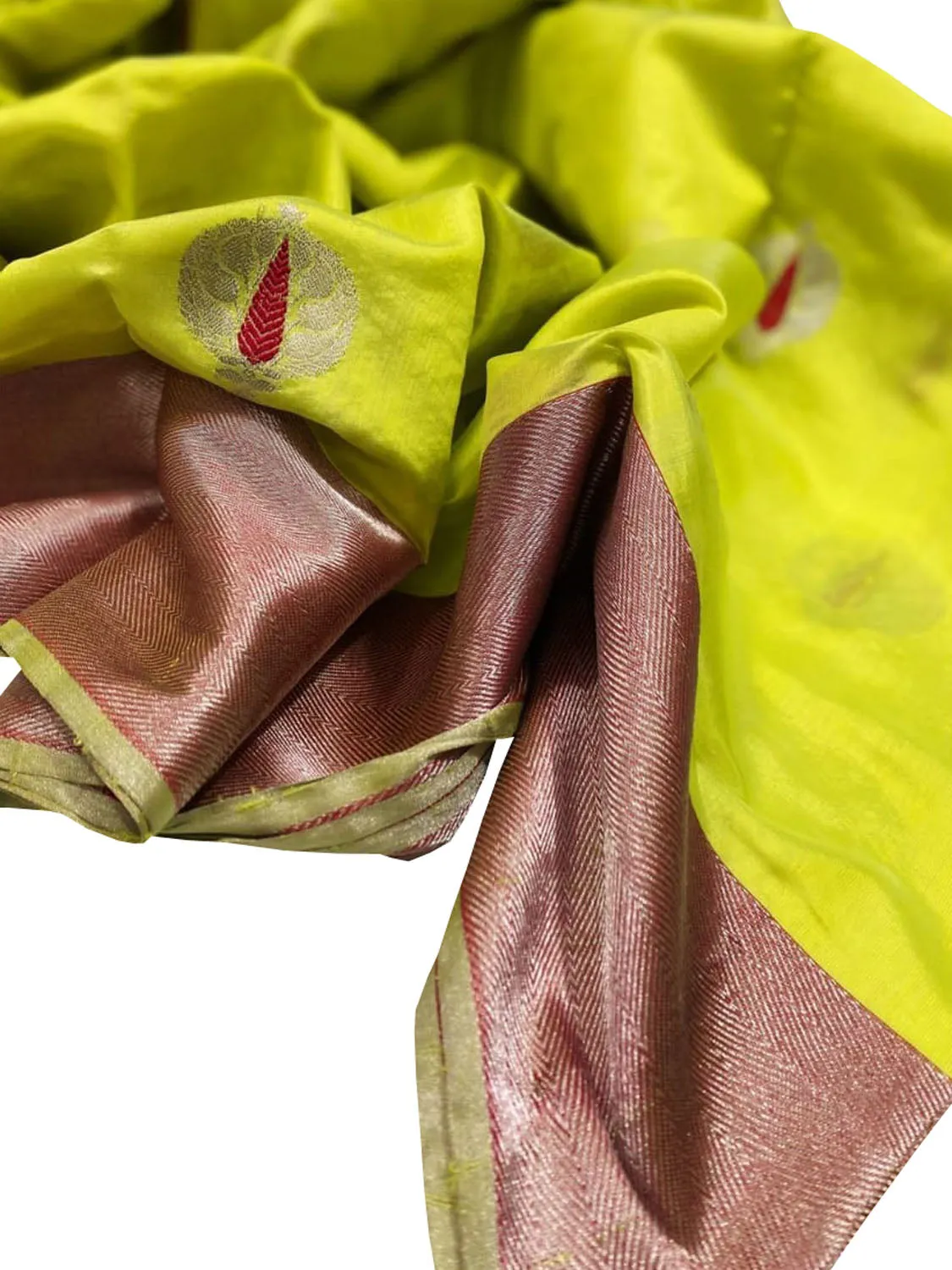 Ethically Made Green Silk Saree: Chanderi Handloom