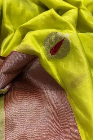 Ethically Made Green Silk Saree: Chanderi Handloom