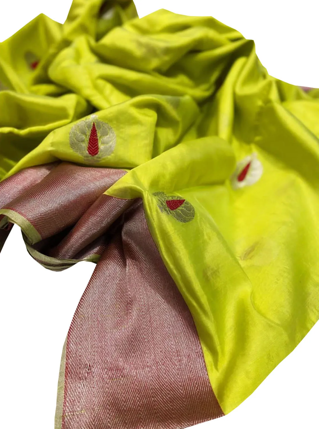 Ethically Made Green Silk Saree: Chanderi Handloom