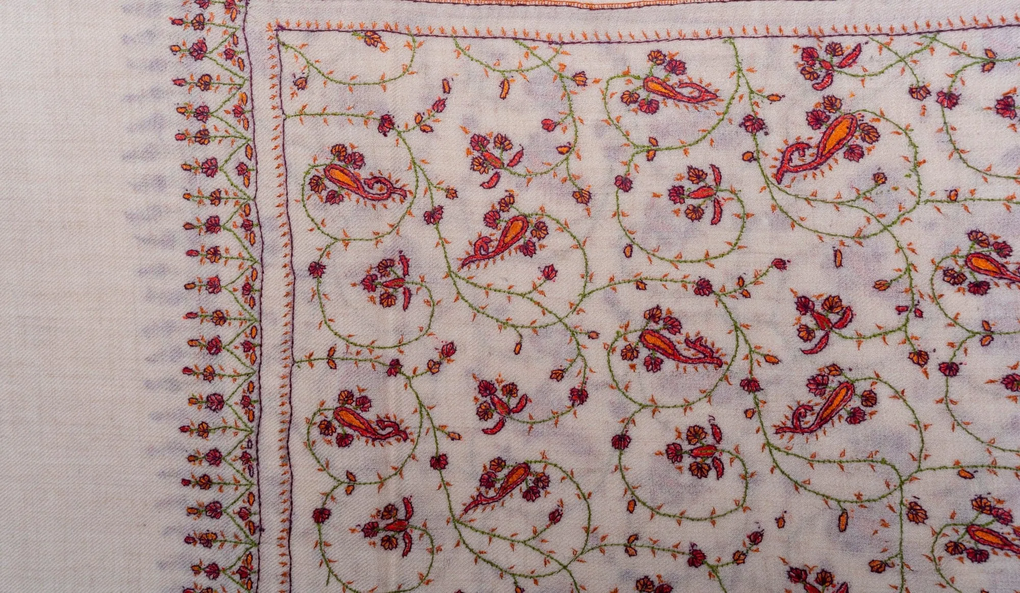 Garden of Eden: Hand Embroidered Pure Pashmina Sozni Sscarf