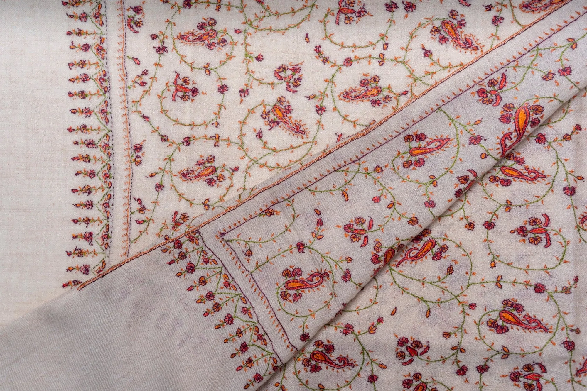 Garden of Eden: Hand Embroidered Pure Pashmina Sozni Sscarf