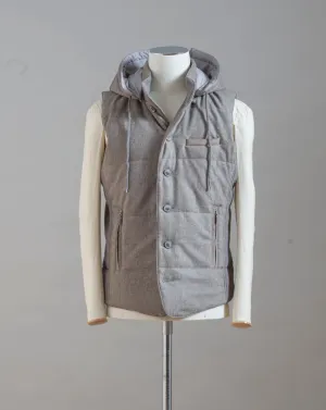 Gran Sasso Flannel Hooded Waistcoat / Taupe