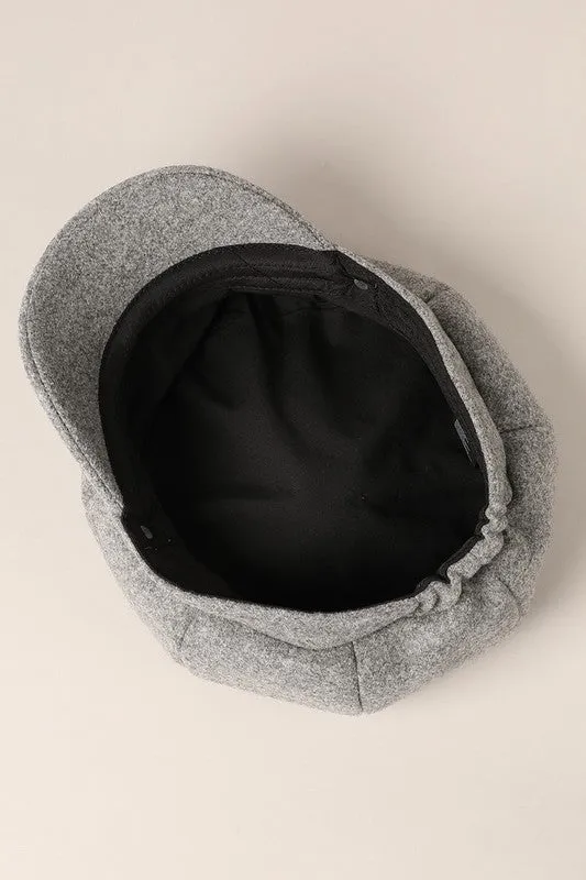 Gray Solid Color Casual Newsboy Cap Cabbie Hat