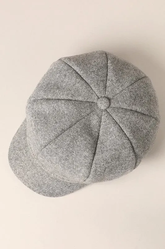 Gray Solid Color Casual Newsboy Cap Cabbie Hat
