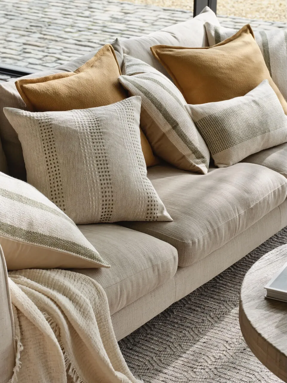 Green Ticking Stripe Cushion Cover