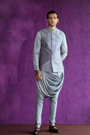 Grey Ikat Nehru Jacket