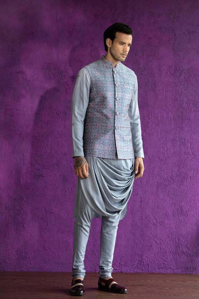 Grey Ikat Nehru Jacket