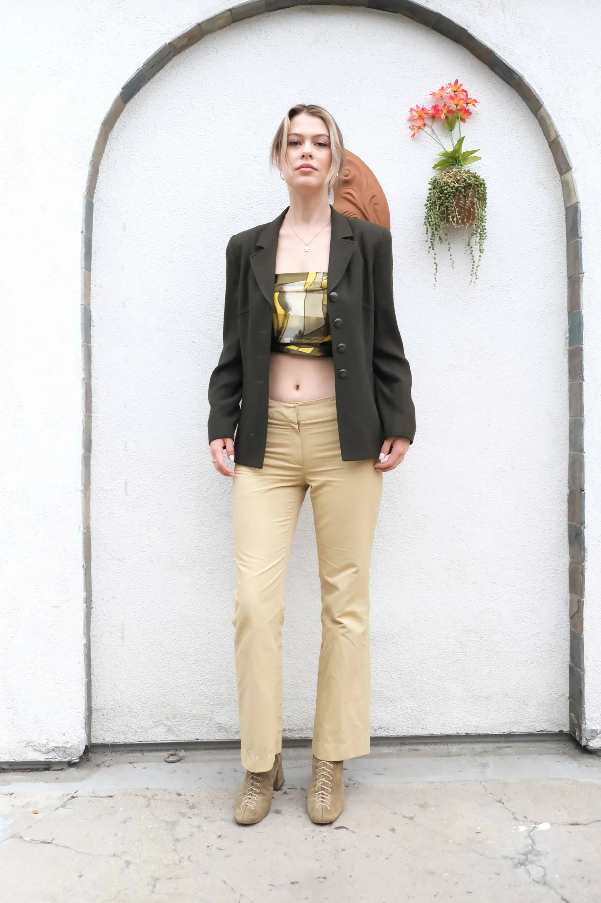 Kasper Olive Green Suit Jacket US 6, 90's Tailored