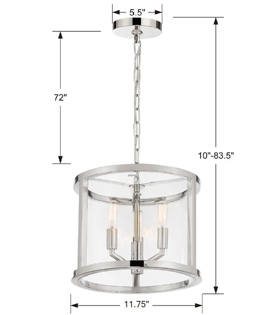 Libby Langdon Devon 3 Light Polished Nickel Mini Chandelier