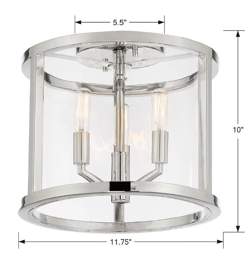 Libby Langdon Devon 3 Light Polished Nickel Semi Flush Mount