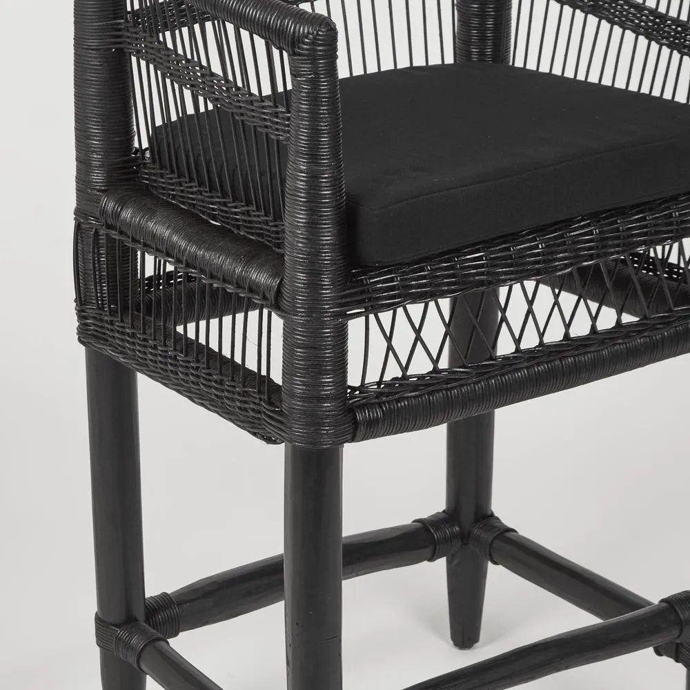 Livingstone Bar Chair Black/Black Cushion - Outdoor Under-Cover