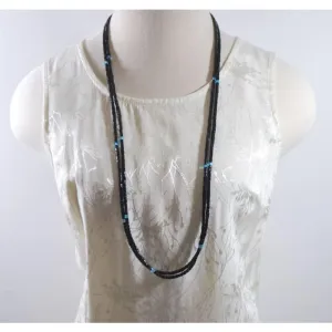 Long Black Two Strands With Blue Ascent Elegant Women's Necklace