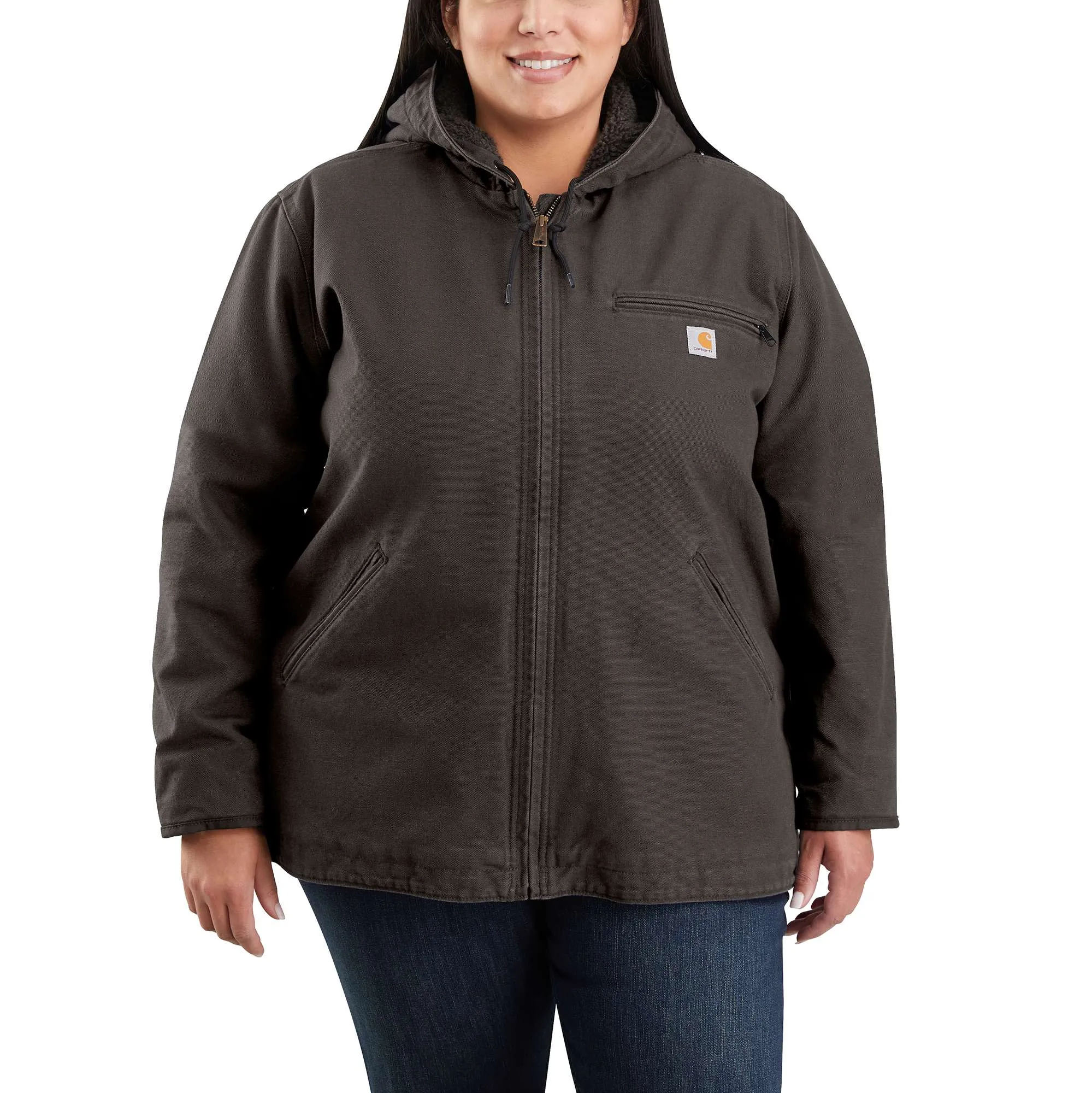 Loose Fit Washed Duck Sherpa-Lined Jacket