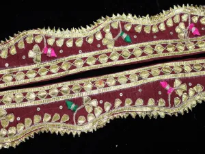Maroon Traditional Gota Work Embroidered Border