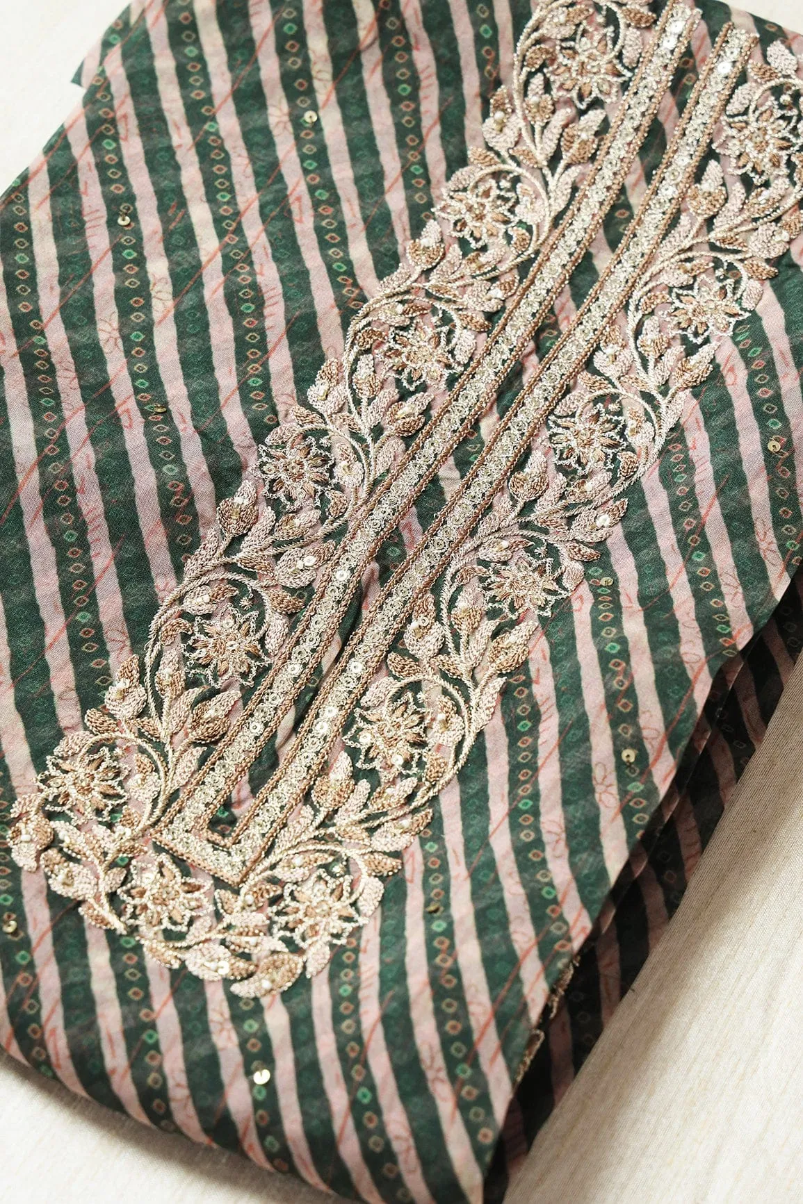 Mehendi Green Semi Stitched Pure Organza Suit Set (3 piece)