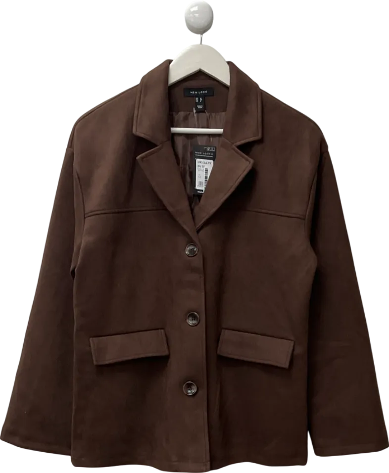 New Look Brown Soft Faux Suede Lightweight Blazer UK 12