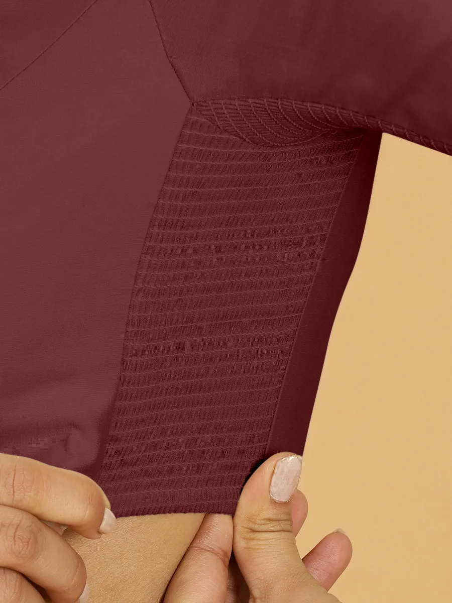Nidhi x Rozaana | Elbow Sleeves Saree Blouse in Deep Maroon