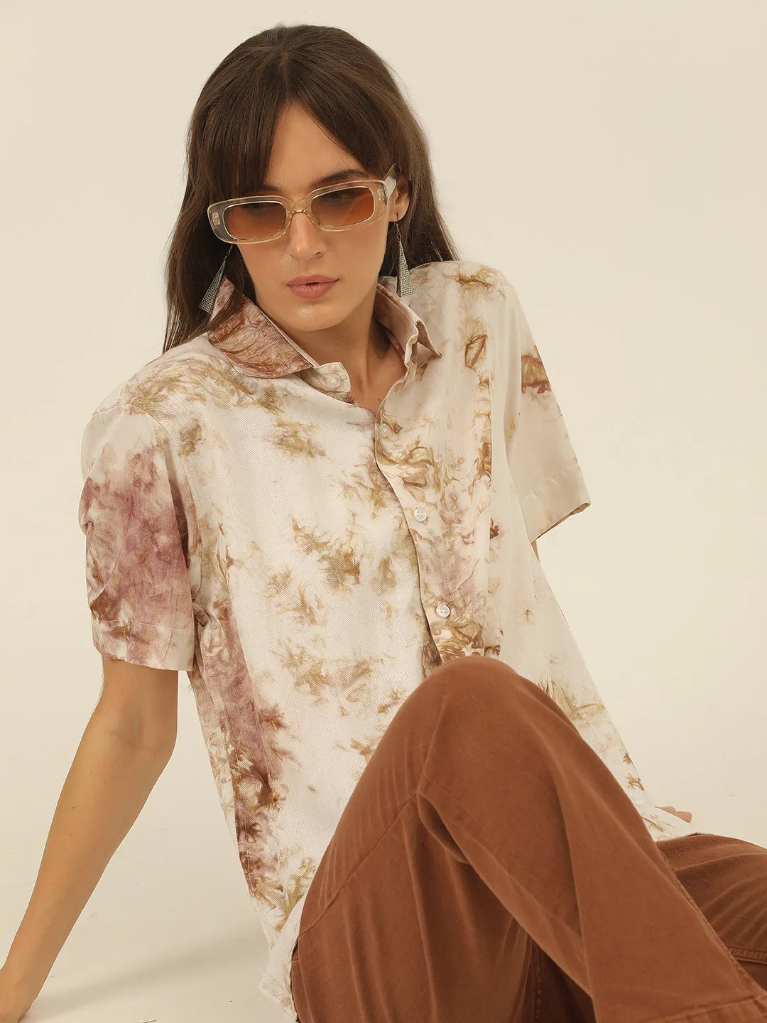 Pastel Hand Tie Dye Rayon Women Shirt