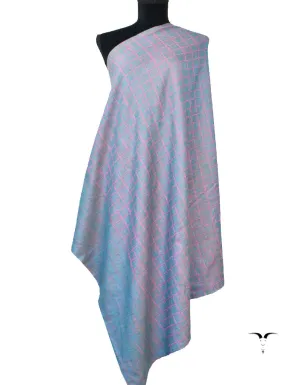Pink & Light Blue Check Reversible Pashmina Shawl 5543