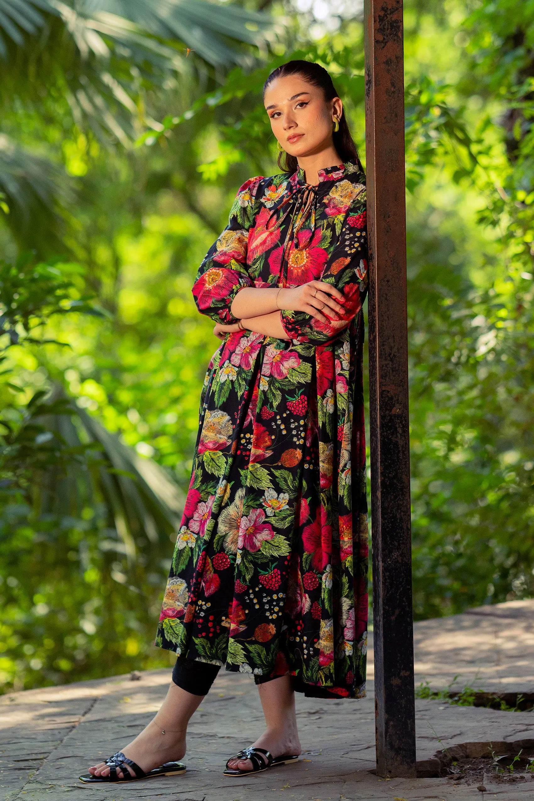 Printed Khaddar Frock