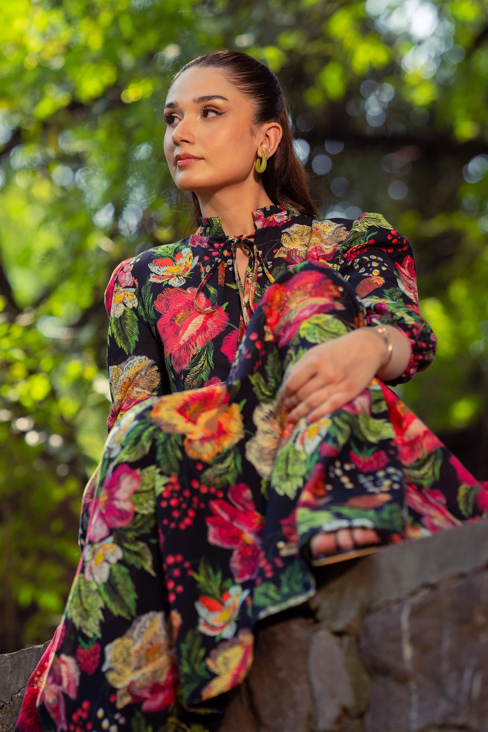 Printed Khaddar Frock