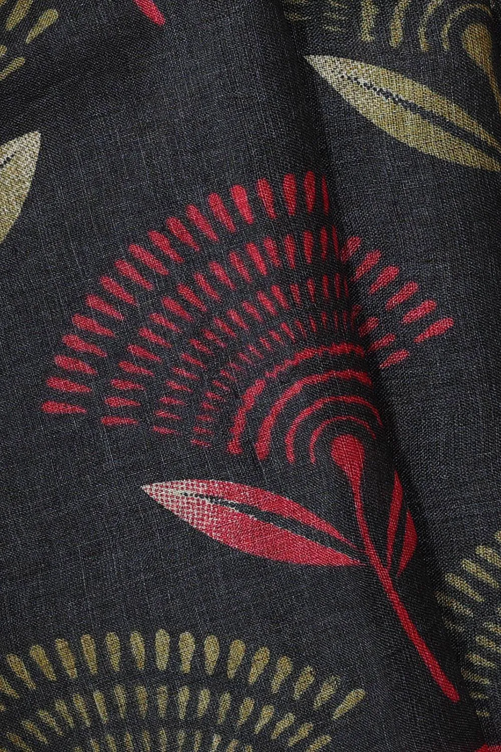 Printed Tussar Silk Black Saree