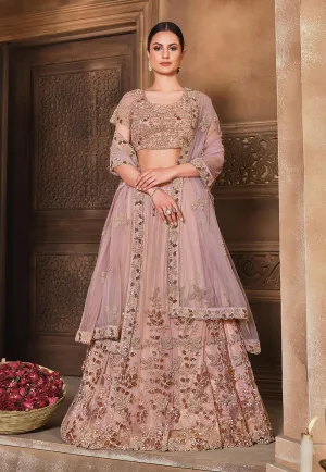 Rose Pink Embroidered Lehenga Choli