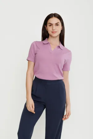 Short-sleeve Cotton Polo - Lilac
