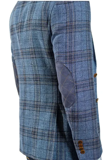 Slim Fit Blue and Brown Plaid Sport Jacket GB-SJ-VBC-45