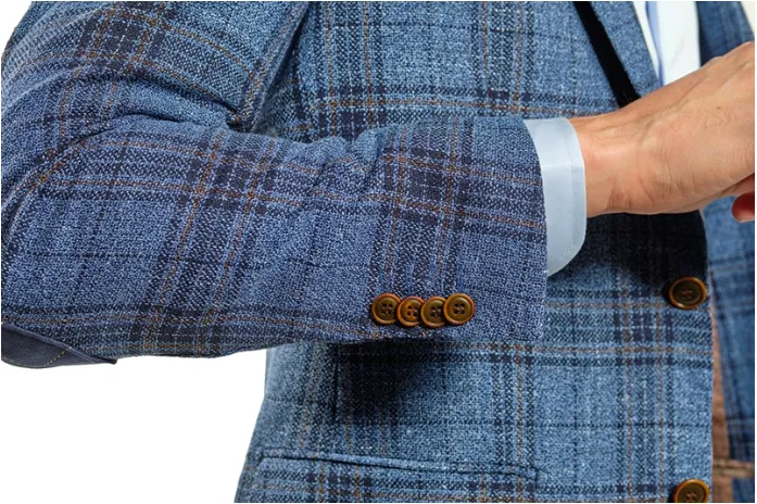 Slim Fit Blue and Brown Plaid Sport Jacket GB-SJ-VBC-45