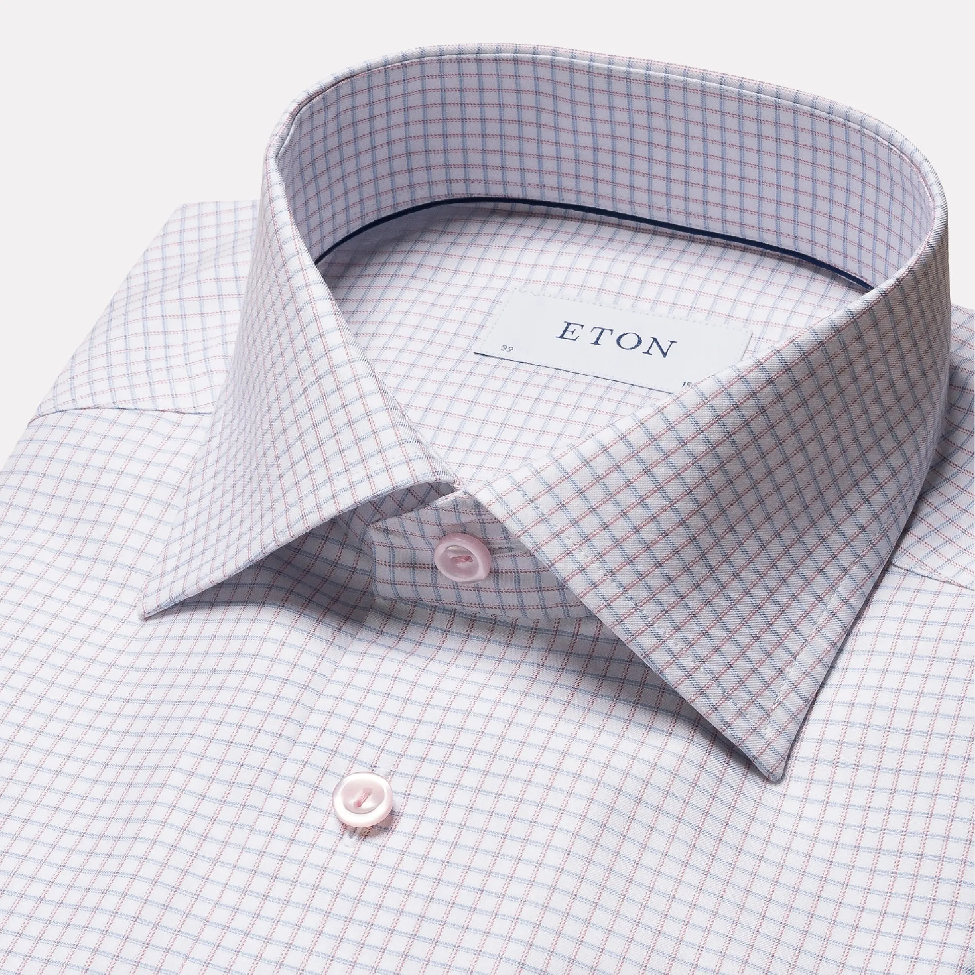 Slim Fit Check Cotton-Tencel Shirt / Pink