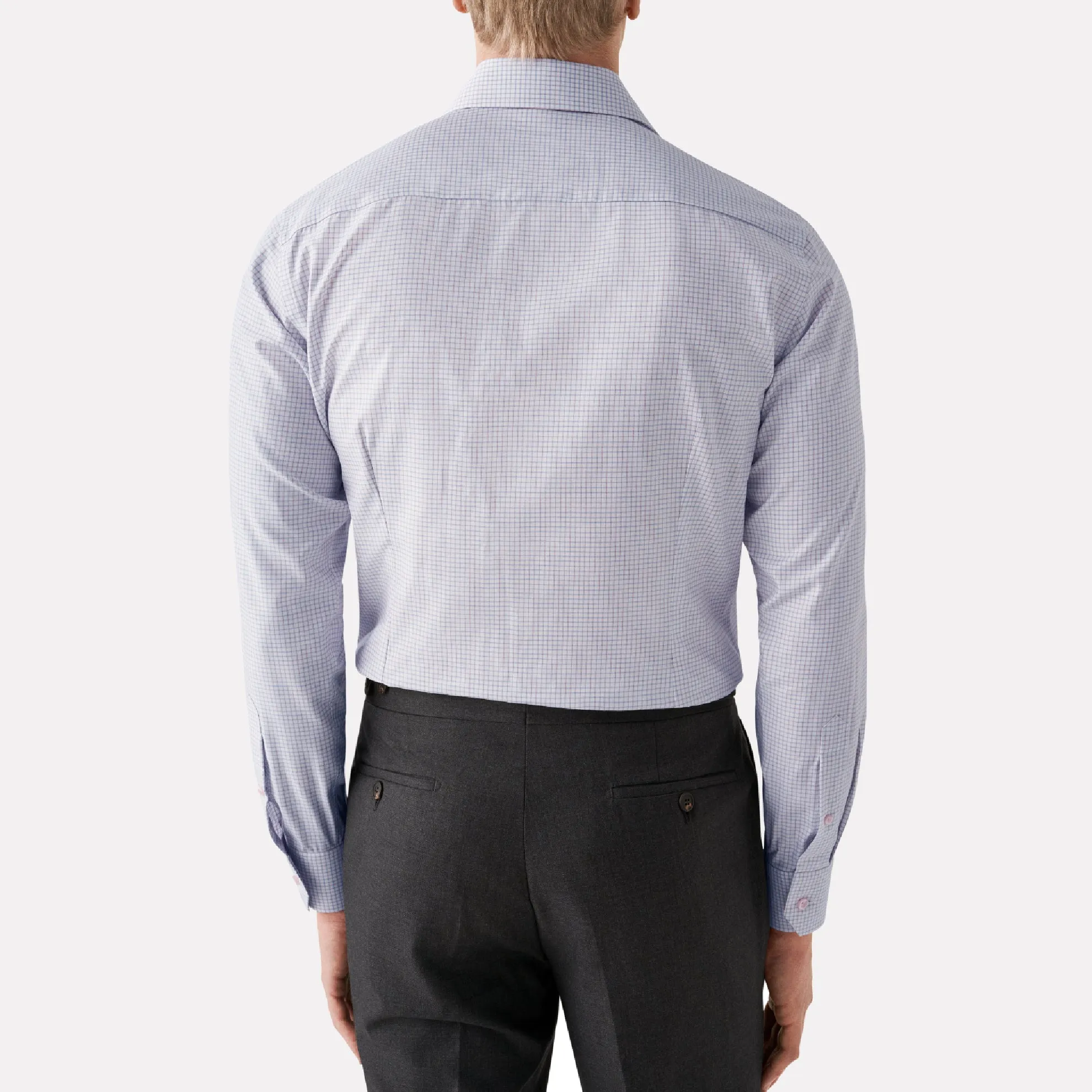 Slim Fit Check Cotton-Tencel Shirt / Pink