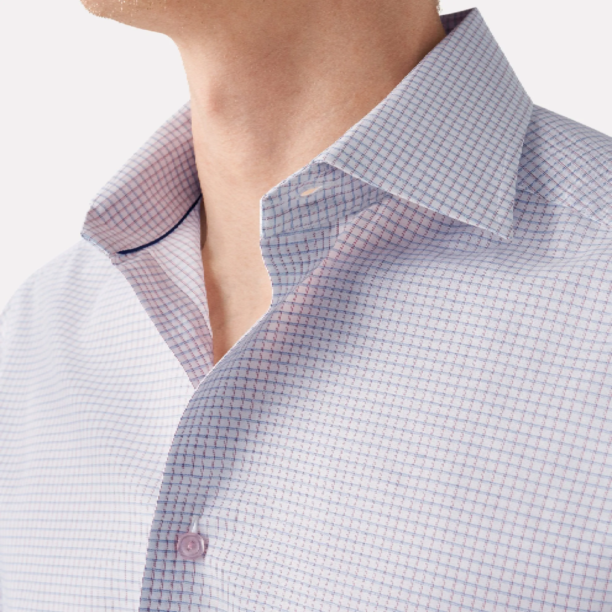 Slim Fit Check Cotton-Tencel Shirt / Pink